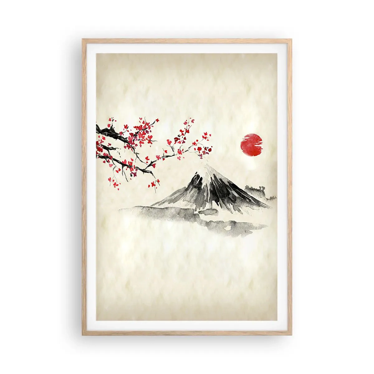 Poster in light oak frame - Love Japan - 70x100 cm