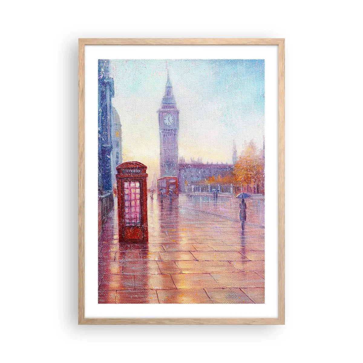 Poster in light oak frame - London Autumn Day - 50x70 cm