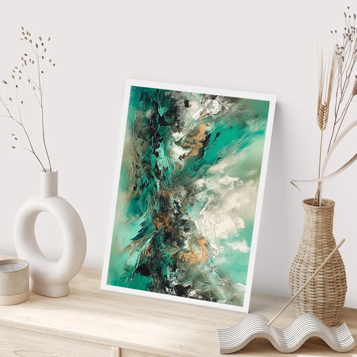 Poster - Emerald and Black Lump - 70x100 cm