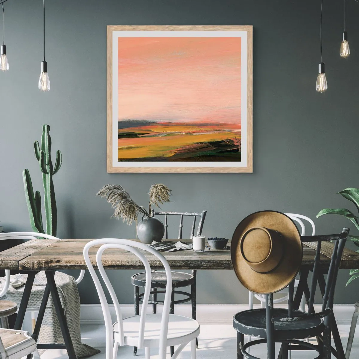 Poster in light oak frame - In Pink Tones - 50x50 cm