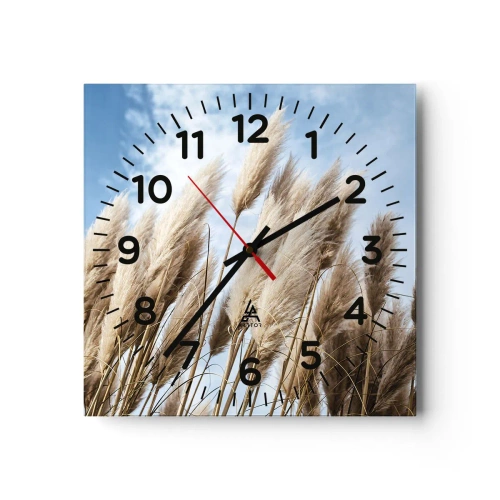 Wall clock - Clock on glass - Caress of Sun and Wind - 40x40 cm