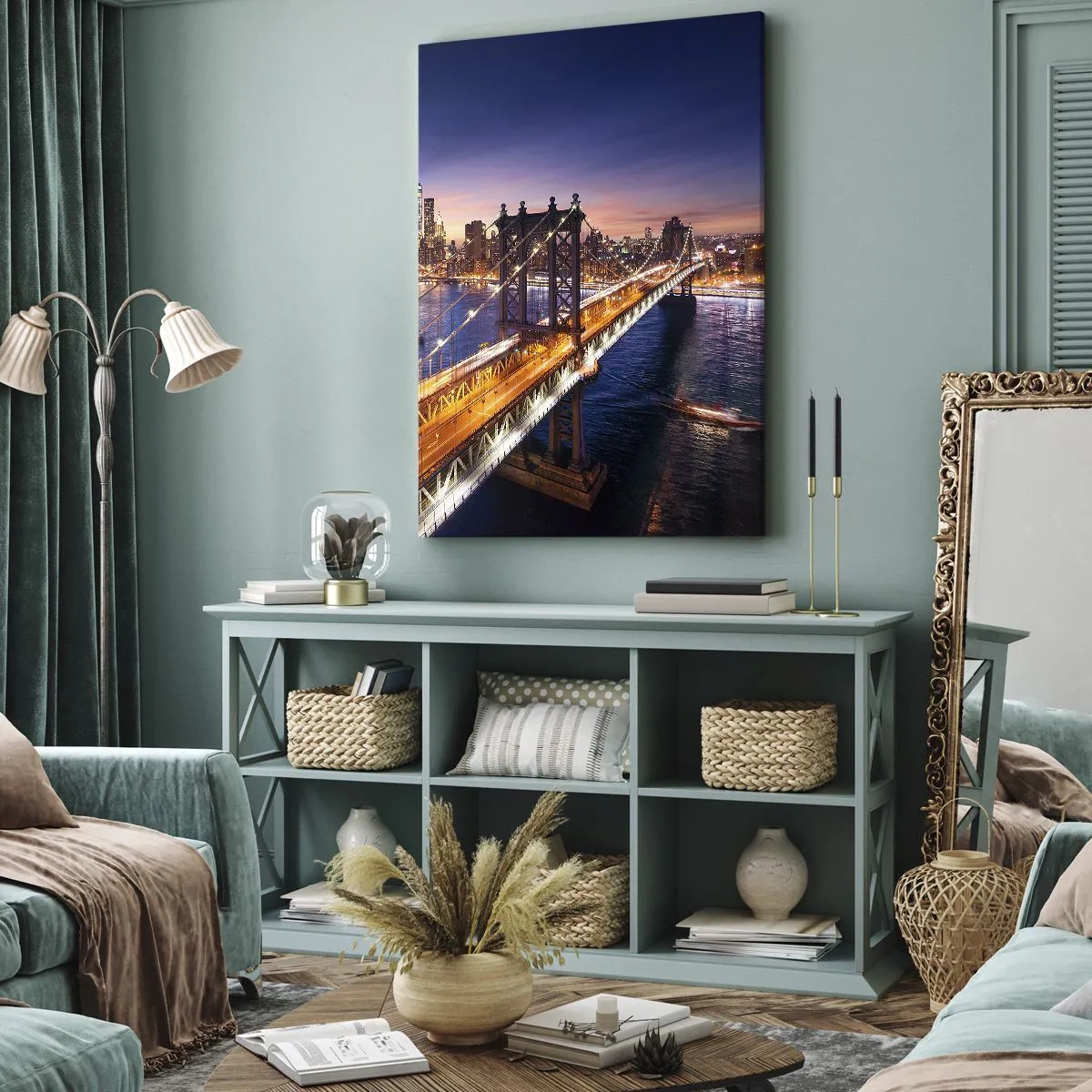 Canvas picture - Down the Illuminated Bridge - 55x100 cm