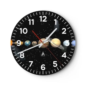 Wall clock - Clock on glass - Planets are Revolving - 30x30 cm