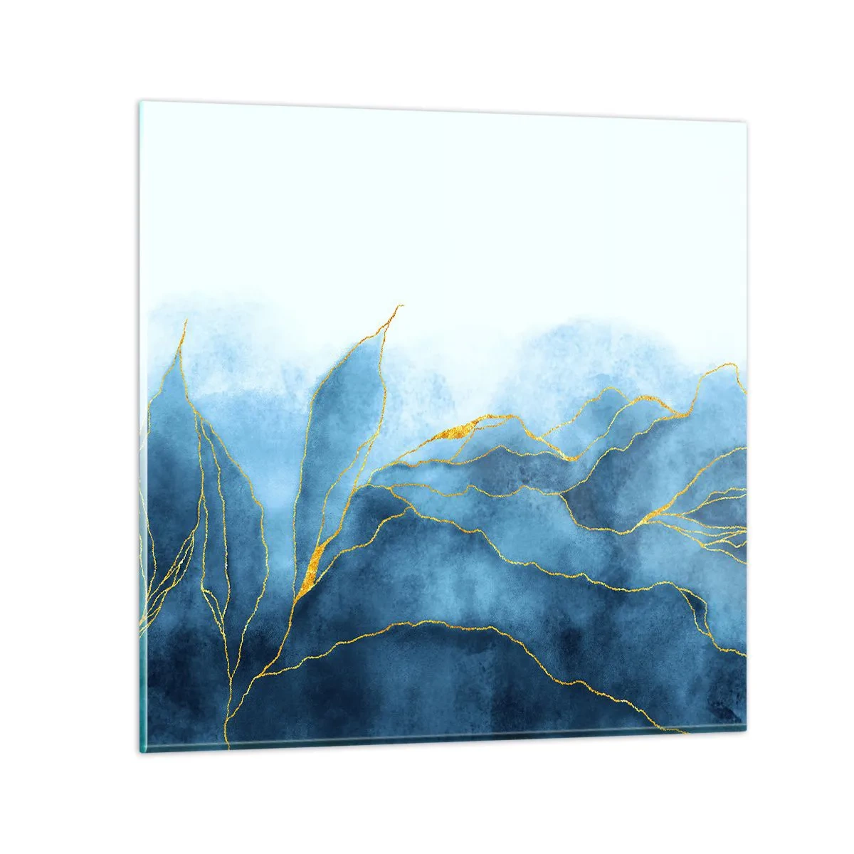 Glass picture - Blue In Gold - 40x40 cm
