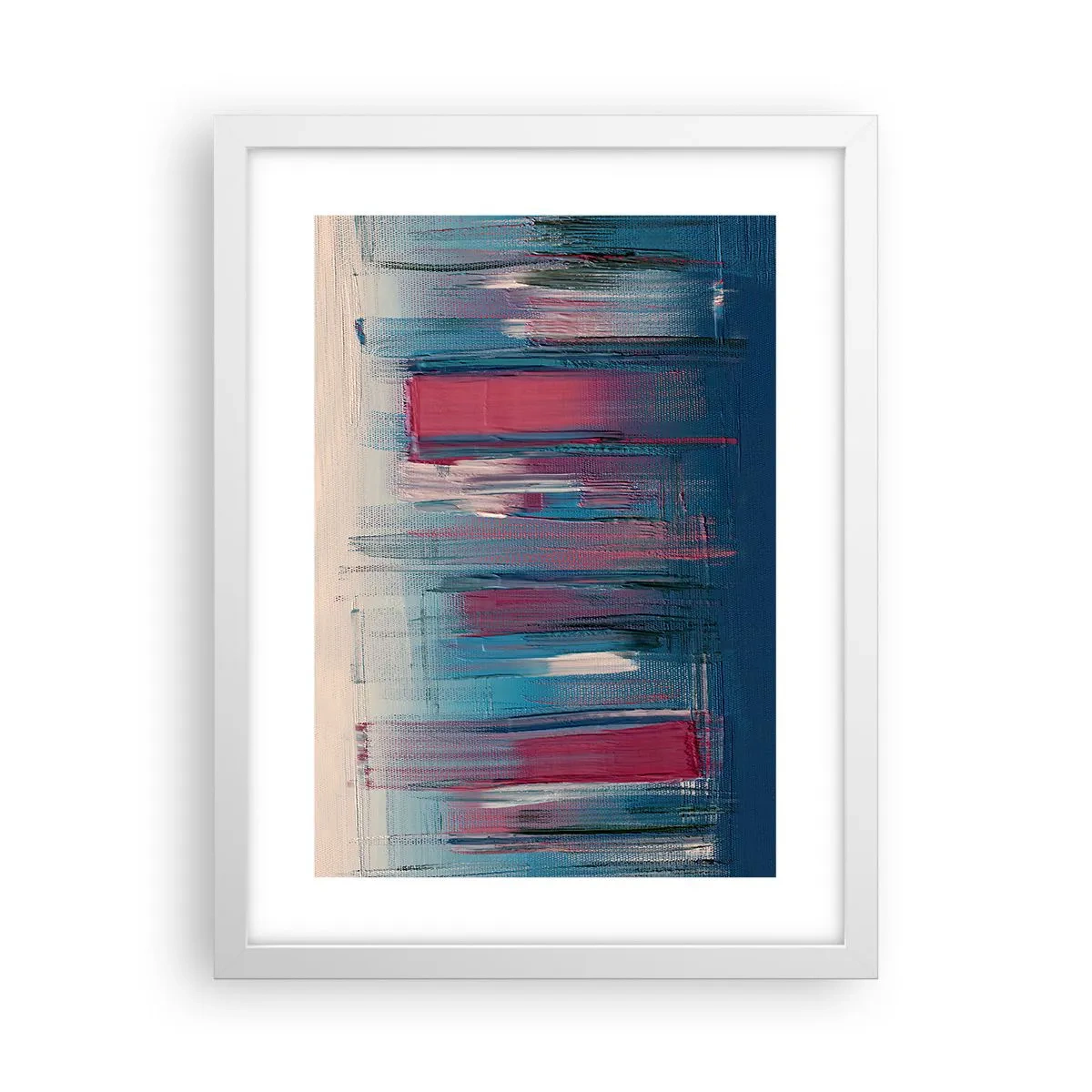 Poster in white frmae - Vertical Composition In Blue And Red - 30x40 cm