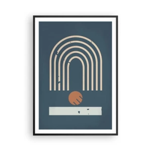 Poster in black frame - Geometry on Navy Blue - 70x100 cm