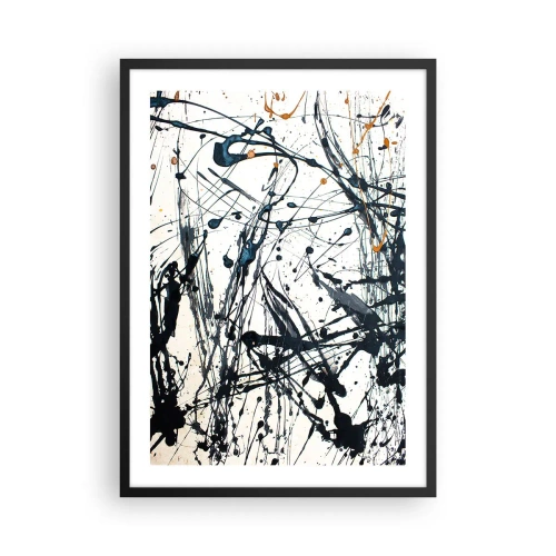 Poster in black frame - Expressive abstraction in the style of gestural painting - 50x70cm - Expressionist Abstract - Modern wall decoration for the living room and bedroom ARTTOR