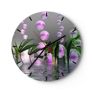 Wall clock - Clock on glass - Reflexive Composition of Lightness and Life - 40x40 cm