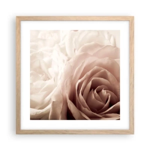 Poster in light oak frame - In the Heart of a Rose - 40x40 cm