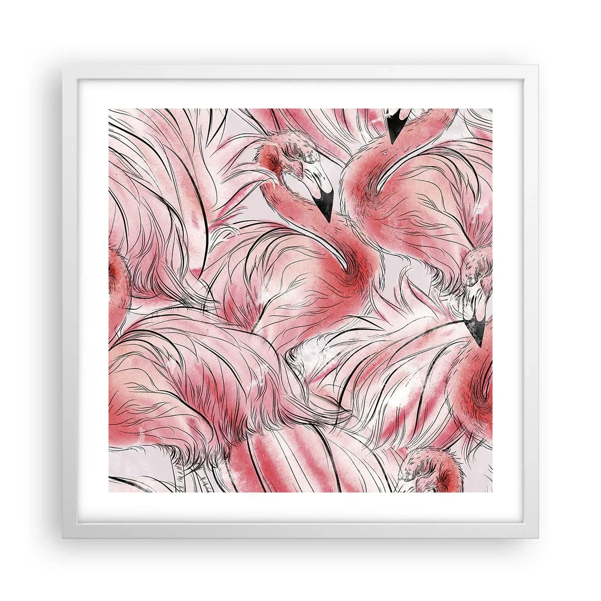 Poster in white frmae - Bird Corps de Ballet - 50x50 cm