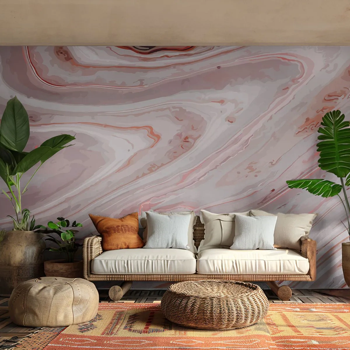 Photo Wallpaper Premium Sand - Liquid Pink - Abstraction, Piece, Modern Pattern - 250x175 cm