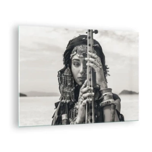 Glass picture - Woman in oriental jewelry with an instrument - 70x50cm - Only Music of the Orient - Modern wall decoration for the living room and bedroom ARTTOR