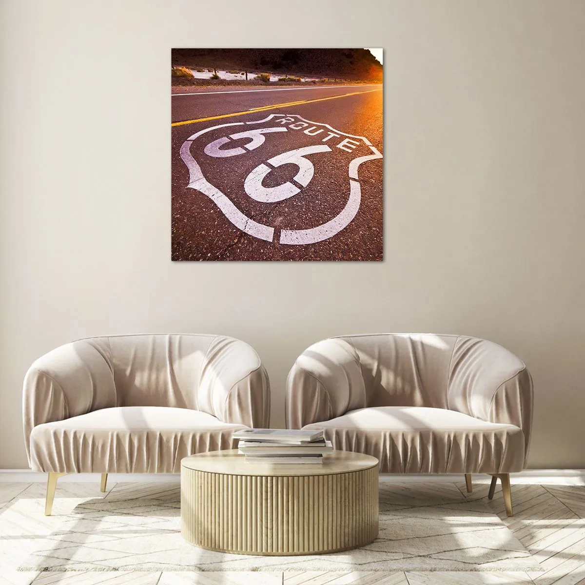 Glass picture - Famous Route 66 - 70x70 cm