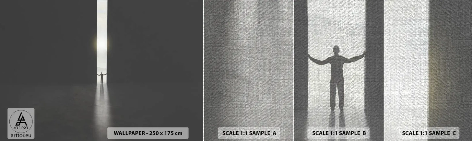 Photo Wallpaper Sample Premium Canvas - Step to Bright Future - Abstraction, Man, Piece - 100x30 cm