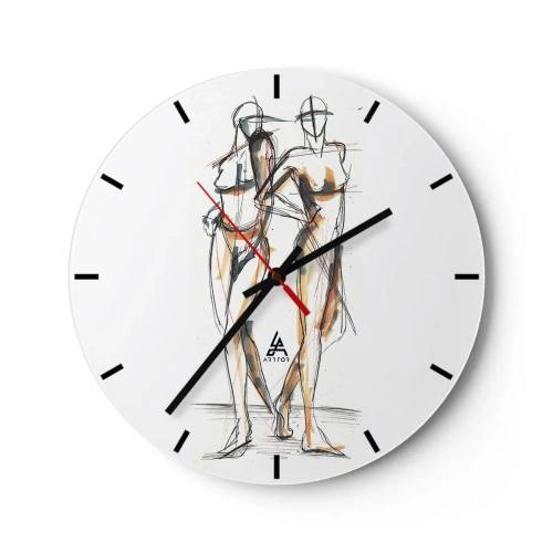 Wall clock - Clock on glass - Study of Grace - 40x40 cm