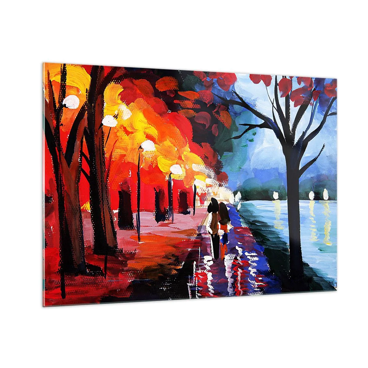 Glass picture - Flaming Autumn in the Park - 100x70 cm