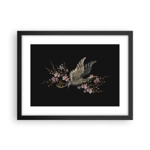 Poster in black frame - Exotic, Embroidered Bird - 40x30 cm