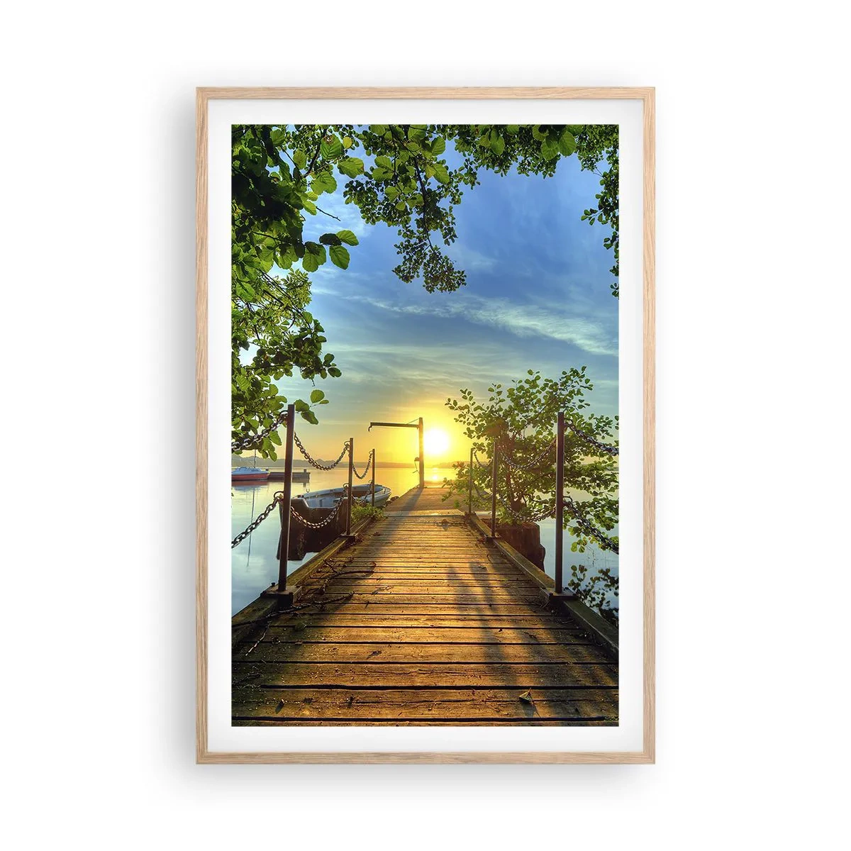 Poster in light oak frame - Sunset by the Water - 61x91 cm