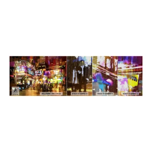 Photo Wallpaper Sample Premium Sand - In the Sea of Light - City, Architecture, Night life - 100x30 cm