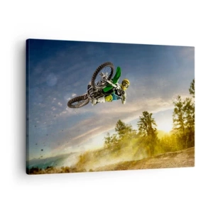 Canvas picture - Motorcyclist in a dynamic jump - 70x50cm - Turn on Emotions! - Modern wall decoration for the living room and bedroom ARTTOR