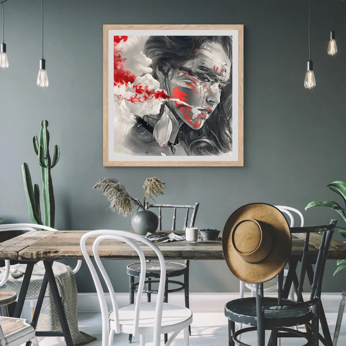 Poster in light oak frame - Smoke of Absurdity - 40x40 cm