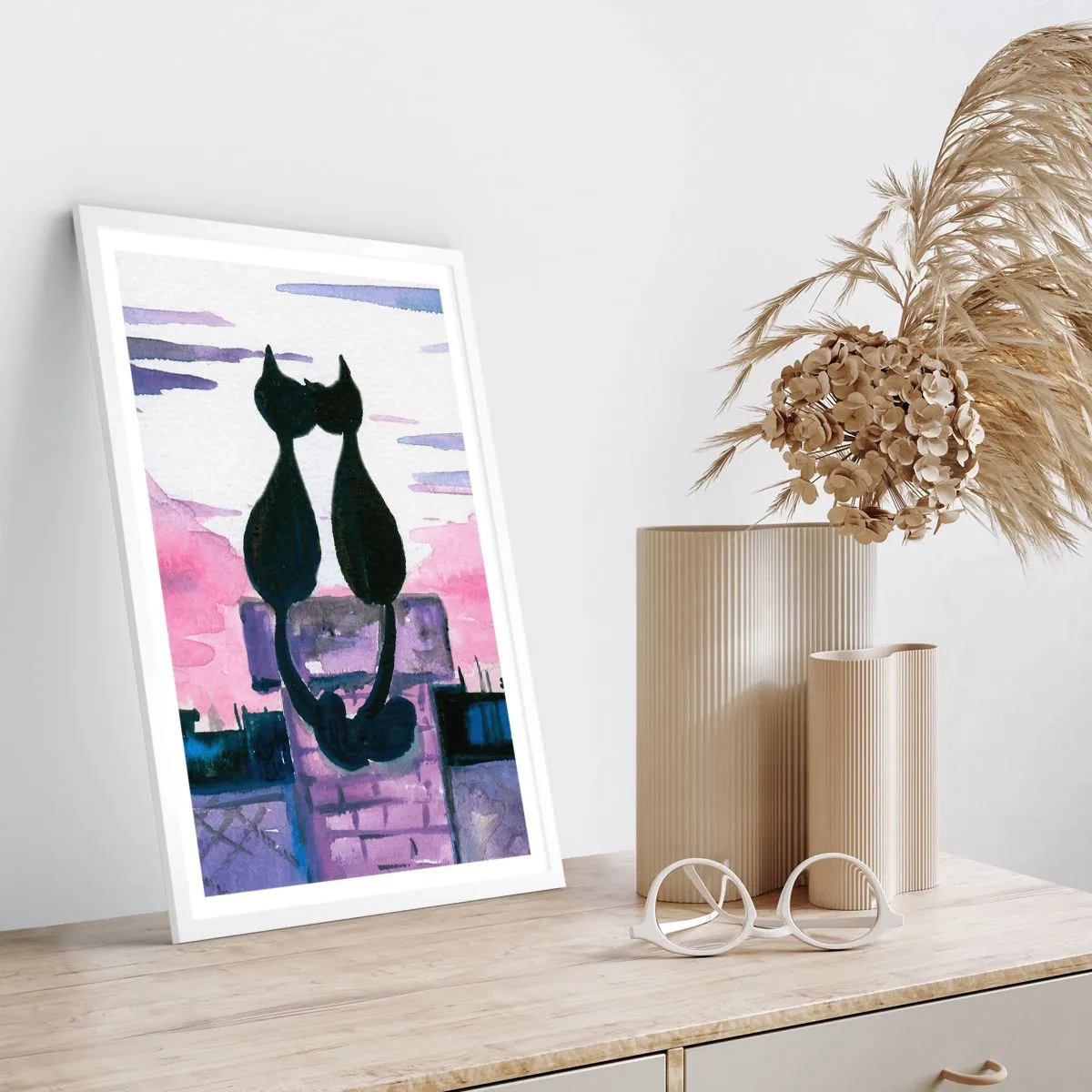 Poster in white frmae - Rendezvous under the Moon - 40x50 cm