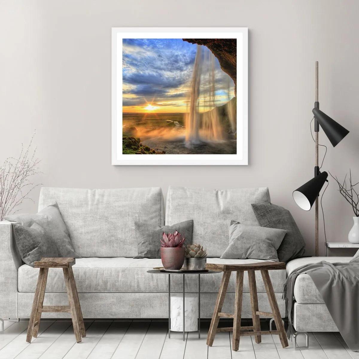 Poster in white frmae - World behind Raindrops - 50x50 cm