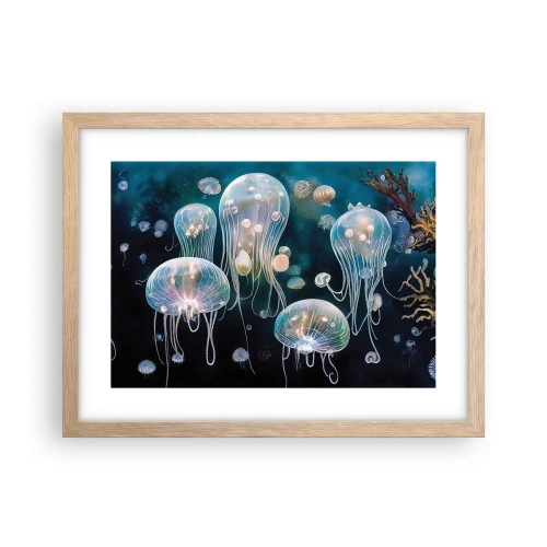 Poster in light oak frame - Underwater Ball - 40x30 cm