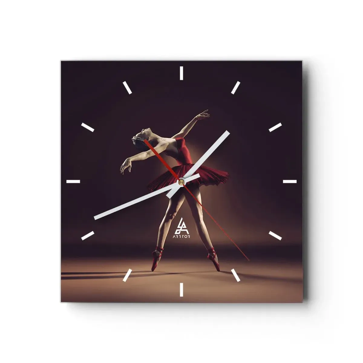 Wall clock - Clock on glass - Prima Ballerina - 40x40 cm