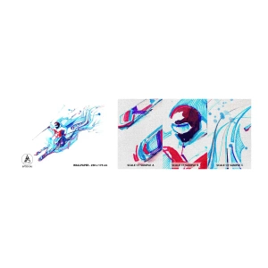 Photo Wallpaper Sample Premium Canvas - Crazy Race for Joy - Abstraction, Skis, Skier - 100x30 cm