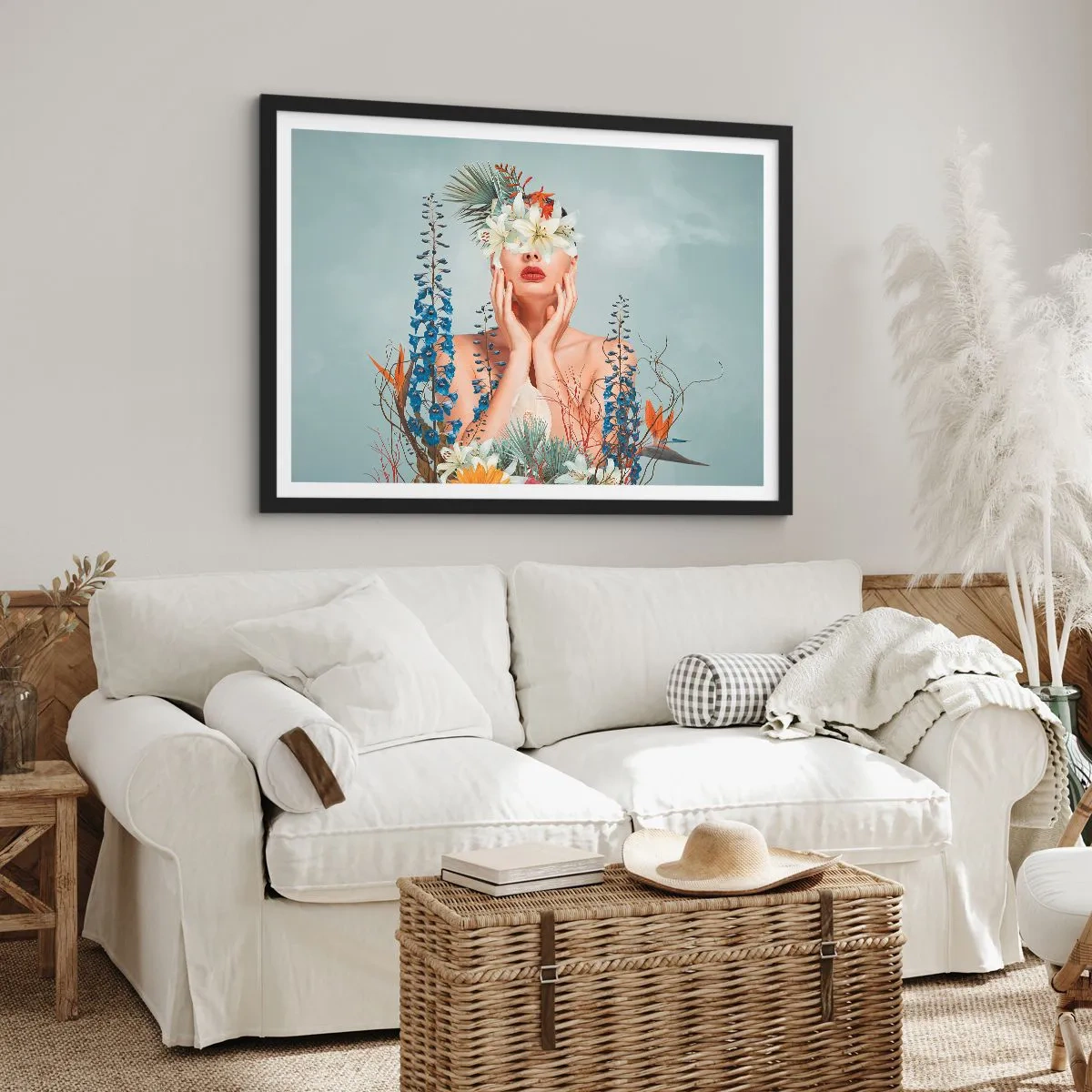 Poster in black frame - Woman – Flower - 40x30 cm