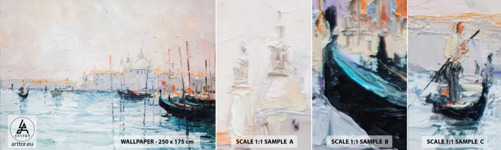 Photo Wallpaper Sample Self-Adhesive Deluxe Sticker - Behind Water behind Fog - Piece, City, Venice - 100x30 cm