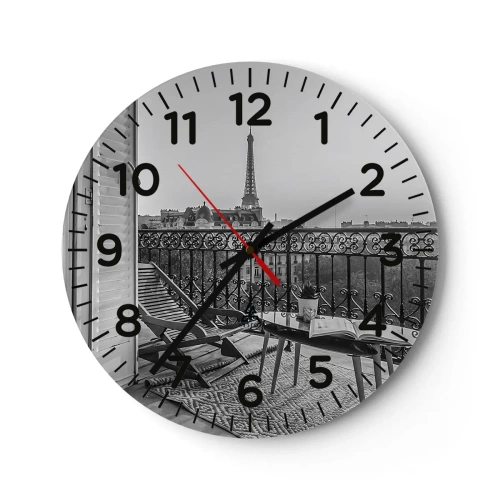 Wall clock - Clock on glass - Parisian Afternoon - 30x30 cm