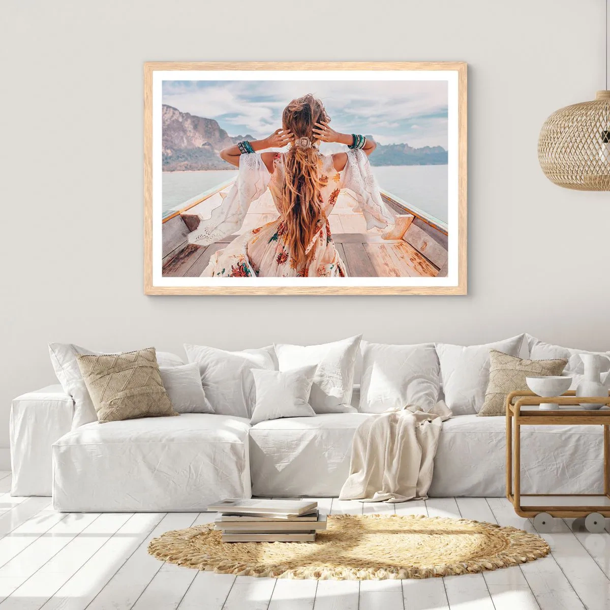 Poster in light oak frame - On the Way to Happiness - 100x70 cm