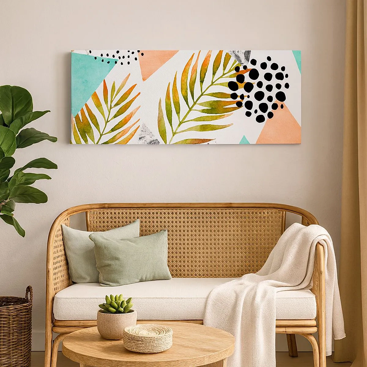 Canvas picture - Decorated with a Palm Leaf - 100x40 cm