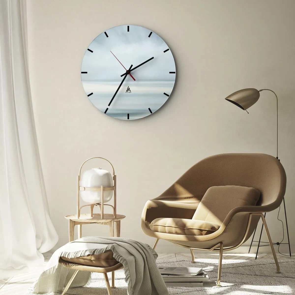 Wall clock - Clock on glass - Calm up to the Horizon - 30x30 cm