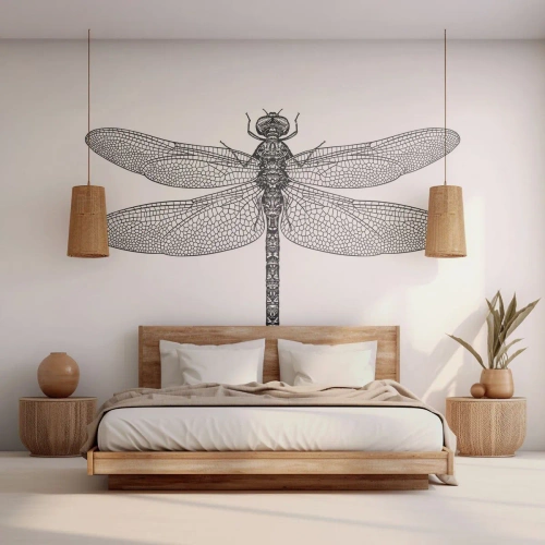Photo Wallpaper Premium Canvas - Precision of Nature - Dragonfly, Insect, Minimalistic - 300x210 cm