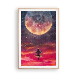 Poster in light oak frame - Swinging in the Clouds - 61x91 cm