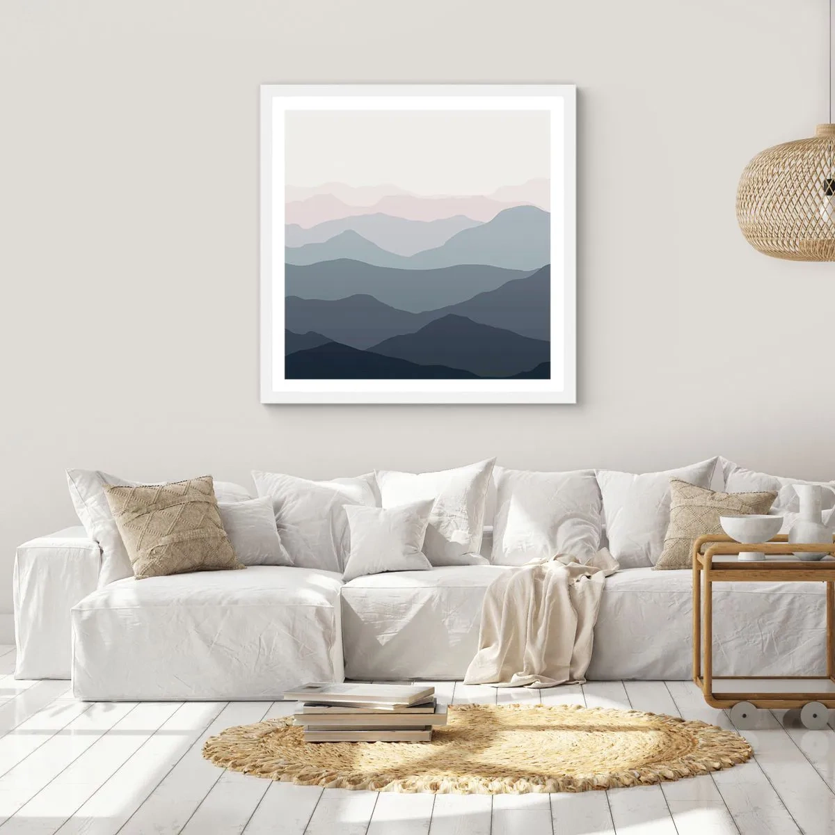 Poster in white frmae - Mountain Waves - 50x50 cm