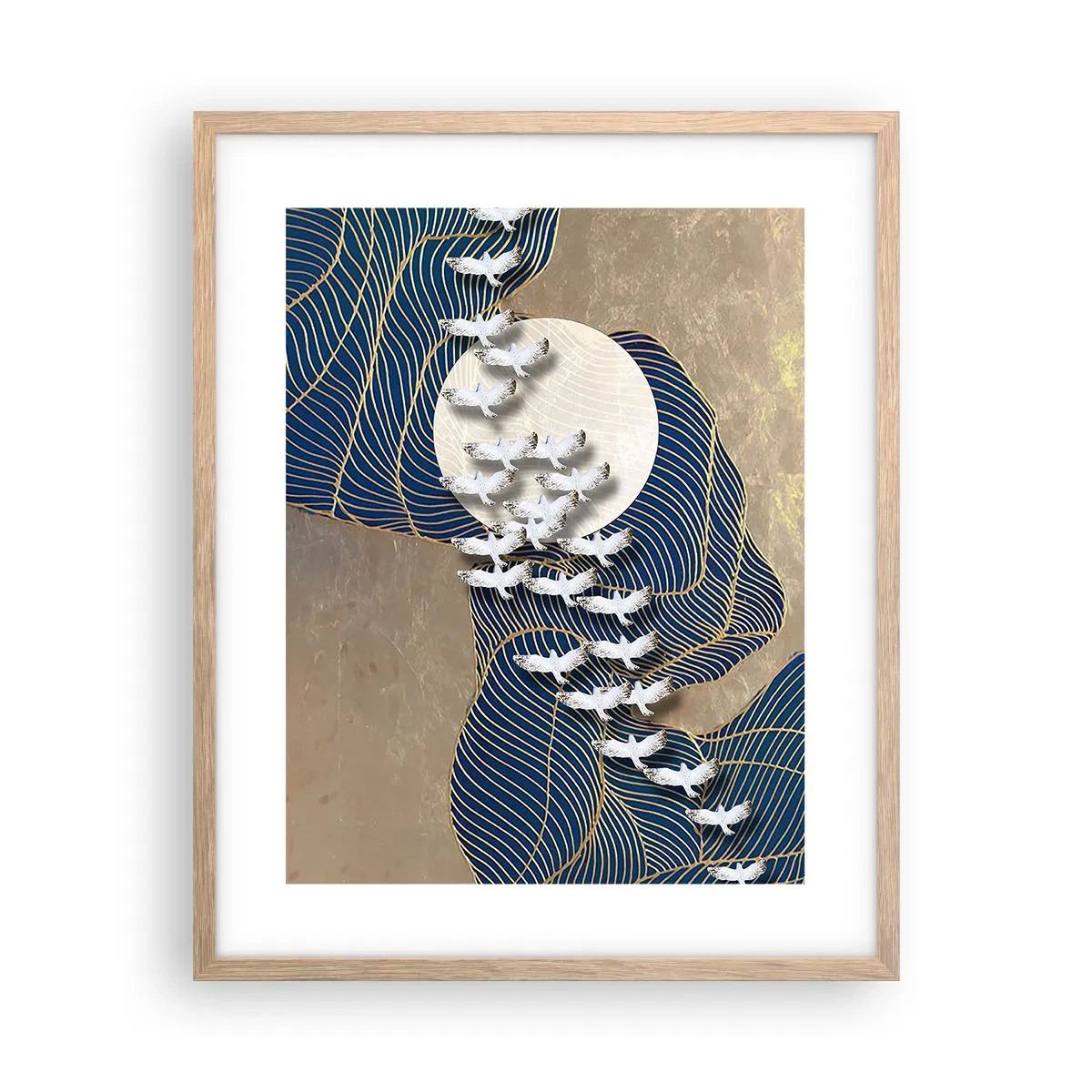 Poster in light oak frame - Freedom, Travel, Community - 40x50 cm