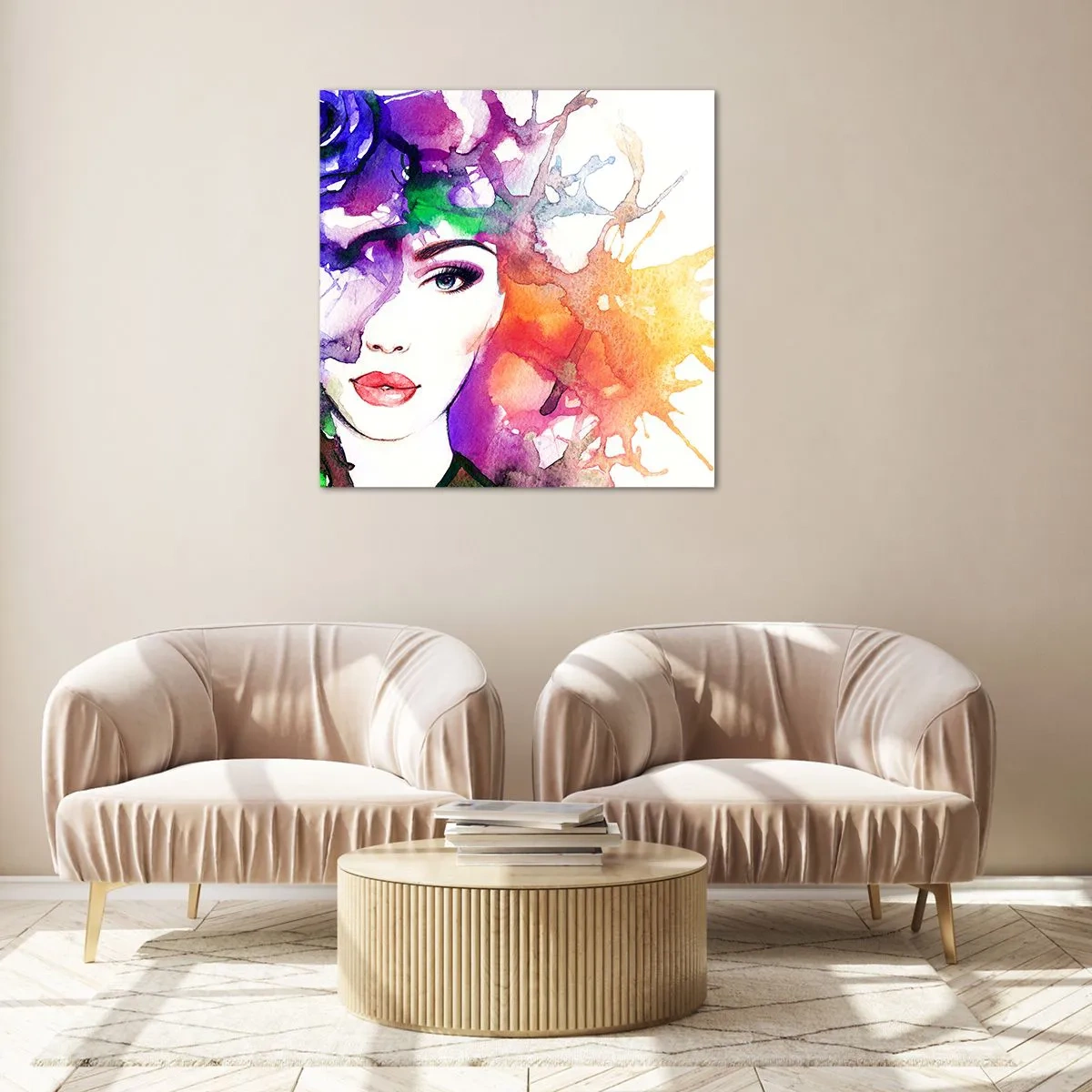 Glass picture - With Head in the Clouds - 40x40 cm