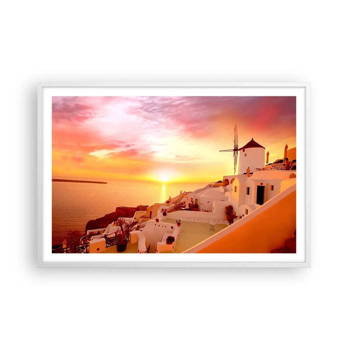 Poster in white frmae - Melting in White and Gold - 91x61 cm