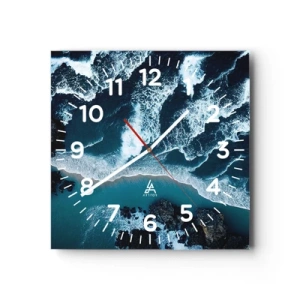 Wall clock - Clock on glass - Envelopped by Waves - 30x30 cm