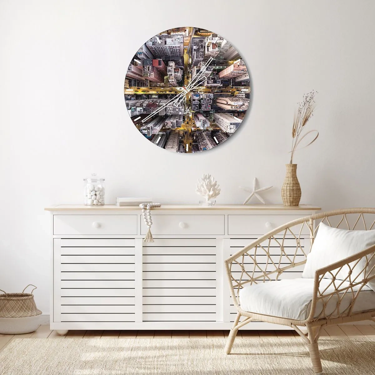Wall clock - Clock on glass - Greetings from Hong Kong - 40x40 cm