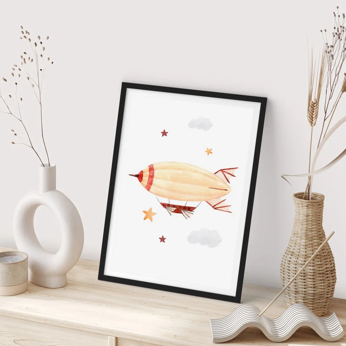 Poster in black frame - Airship - 30x40 cm