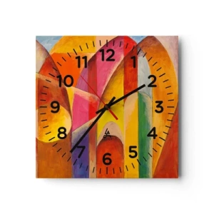 Wall clock - Clock on glass - Cathedral of the Sun - 40x40 cm
