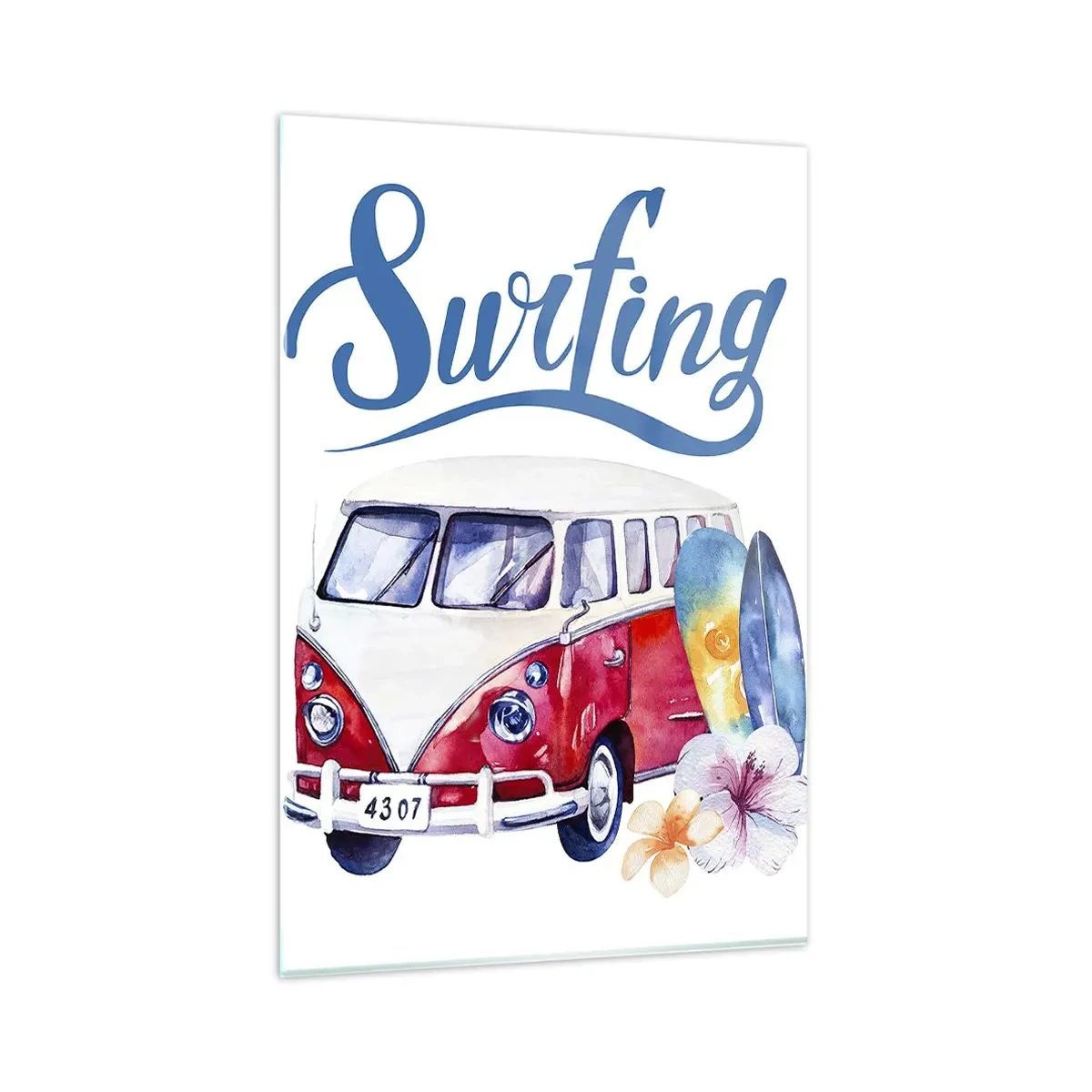 Glass picture - Surfer's Van - 80x120 cm