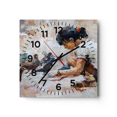 Wall clock - Clock on glass - The Little Ones - 30x30 cm