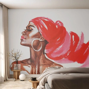 Self-Adhesive Photo Wallpaper Deluxe Sticker - Ebony Beauty - Portrait of a Woman, Woman's Face, Abstraction - 150x105 cm