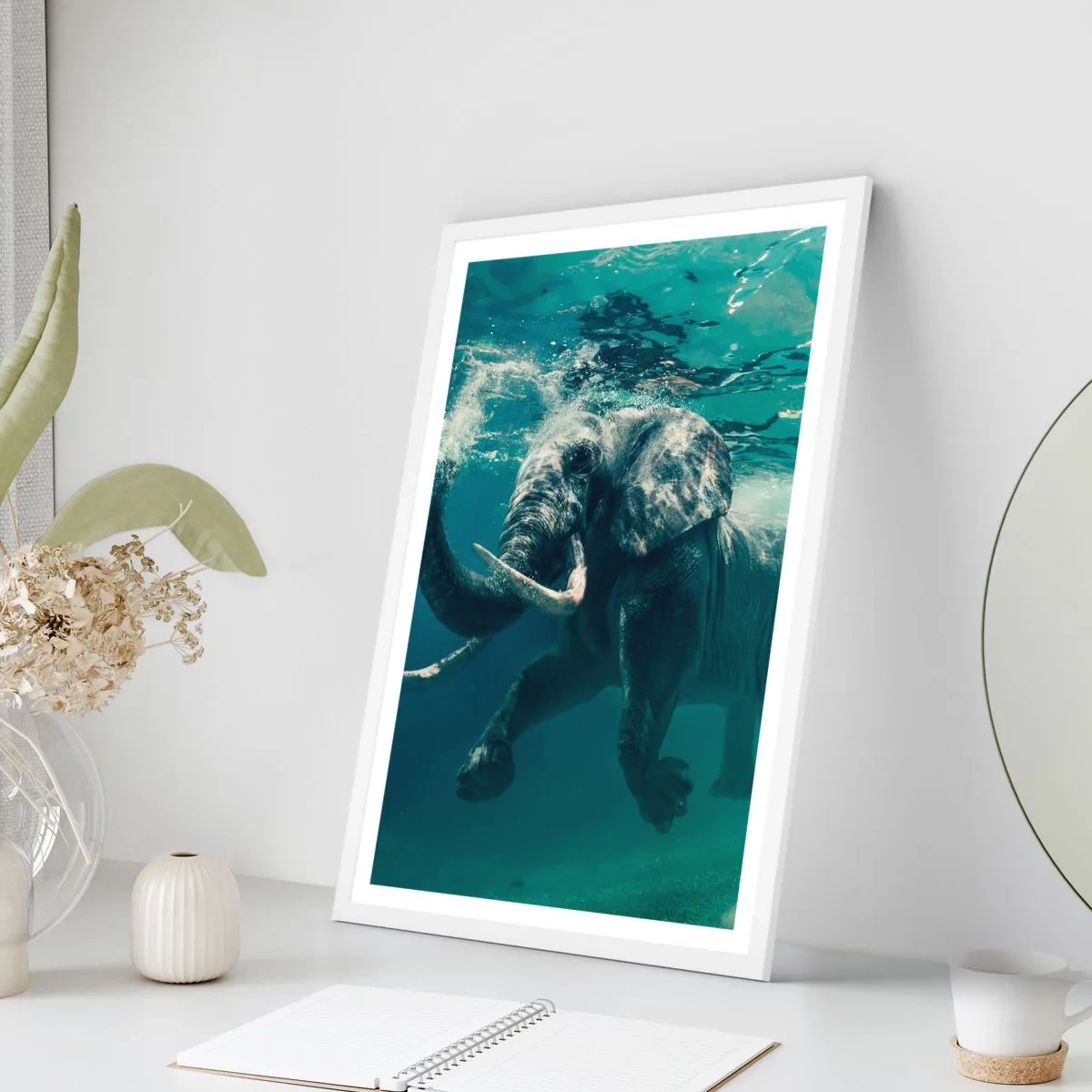 Poster in white frmae - Everyone Likes to Swim - 61x91 cm